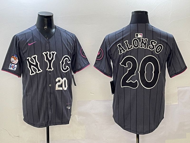 Men New York Mets #20 Alonso Black City Edition 2025 Nike MLB Jersey style 4->atlanta braves->MLB Jersey
